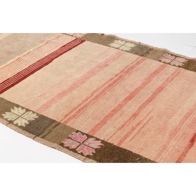 Pink Soft Pink & Earthy Brown Vintage Rug For Sale - Image 8 of 10
