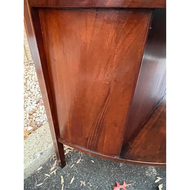 Antique Mahogany Inlay Demilune Server or Console Table. 19th Century. Well made, dovetail joint construction 2 sliding...