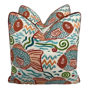 Stroheim Pescado Tuscan Sun Embroidered Pillows - Pair
