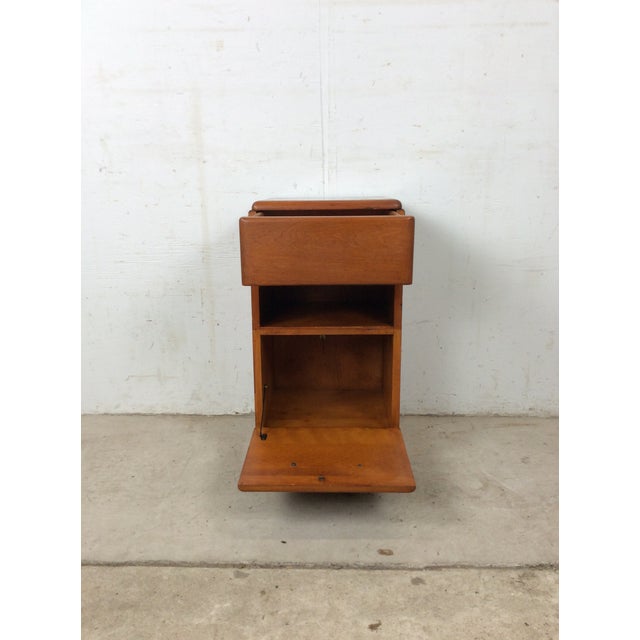 Mid Century Modern Nightstand With Drawer & Drop Front Cabinet by Heywood Wakefield For Sale In Philadelphia - Image 6 of 17