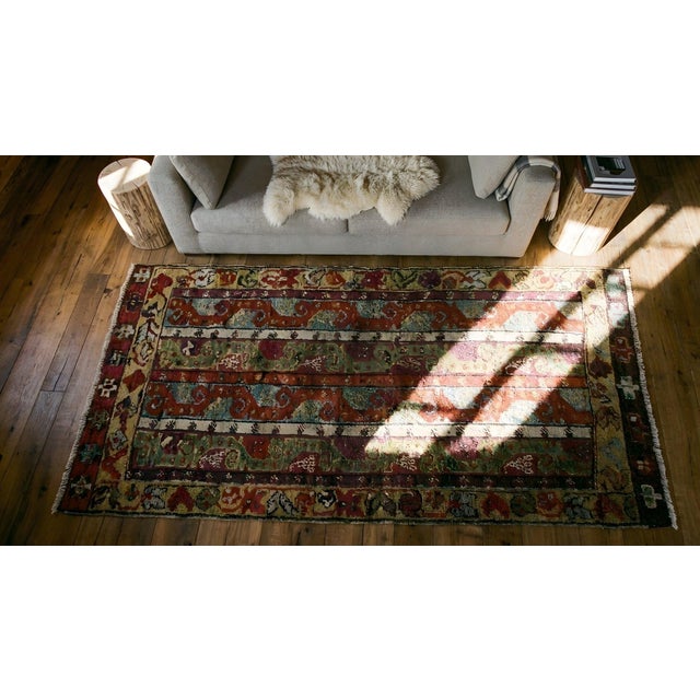 1880s Multicolor Abstract Geometric Antique Turkish Sivas Yastik Carpet Rug For Sale - Image 18 of 18