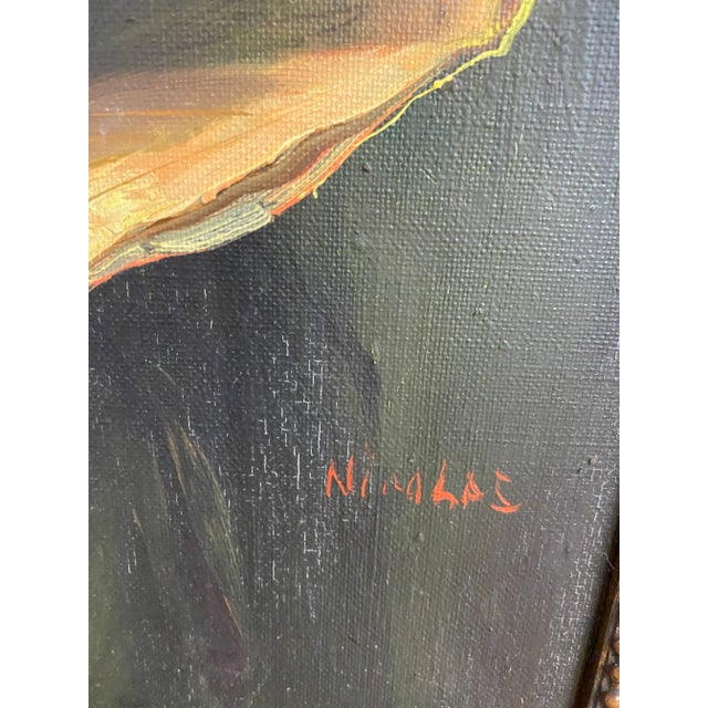 Figurative Artist Signed "Old Man Reading" Framed Oil Painting For Sale - Image 3 of 10