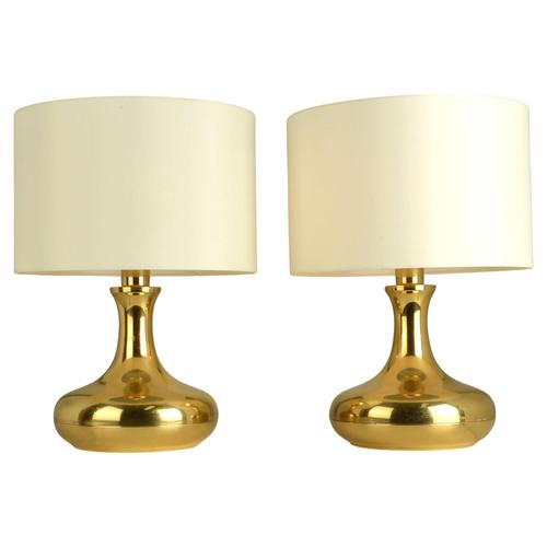 Goldenrod Brass Table Lamps, 1970s, Set of 2 For Sale - Image 8 of 8