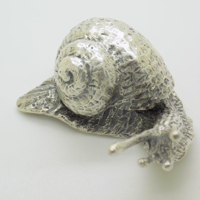 Metal Vintage Italian Genuine Silver 800 Life-Size Snail Figurine by Arezzo Silversmith Ar 100, 1970s For Sale - Image 7 of 13