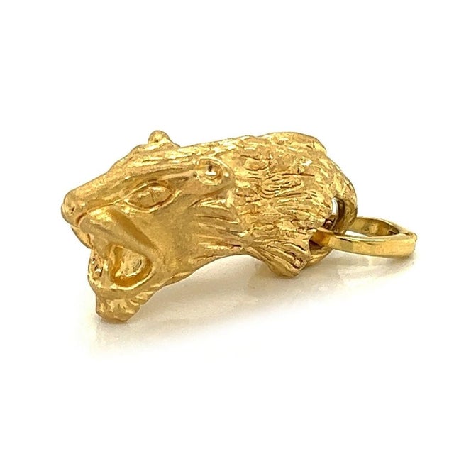 Mid 20th Century Tiger Head 14k Yellow Gold Charm Pendan For Sale - Image 4 of 8