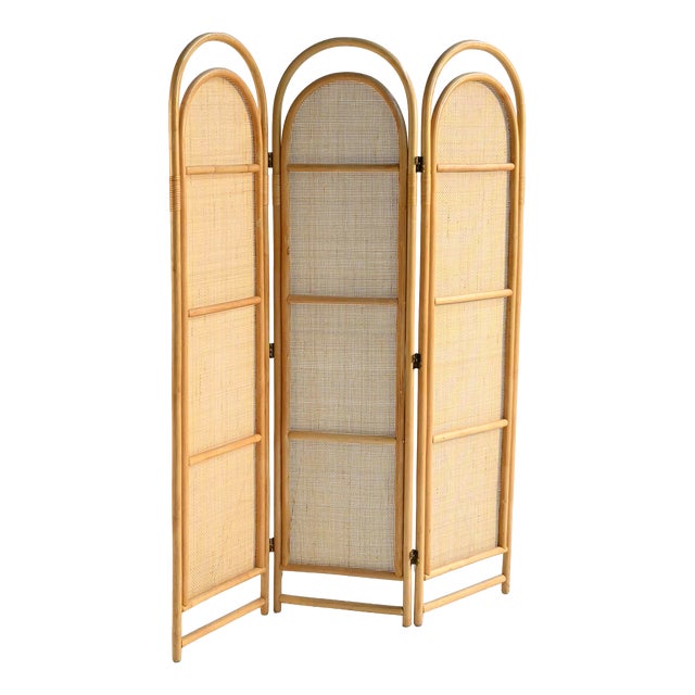 20th Century Scandinavian Folding Screen in Bamboo and Rattan, 1960s For Sale