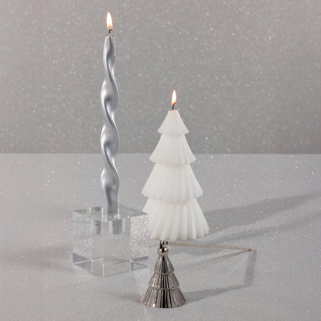 Contemporary Tree Rippled Brass Candle Snuffer, Nickel For Sale - Image 3 of 3