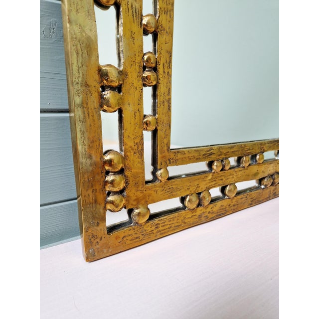 Vintage Brutalist Mirror in Bronze, 1970s For Sale - Image 4 of 12