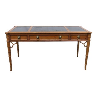 1950s Vintage Baker Faux Bamboo Desk For Sale