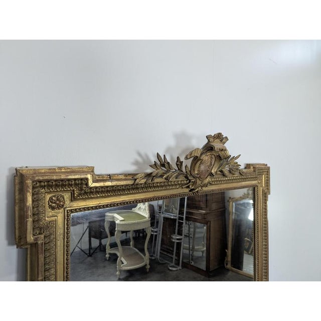 Large Napoleon III Mirror in Stucco and Gilded Wood For Sale - Image 3 of 9