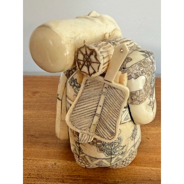 Late 19th Century Antique Carved Bone Chinese Immortal of Shou Lao, Late 1800s For Sale - Image 5 of 8