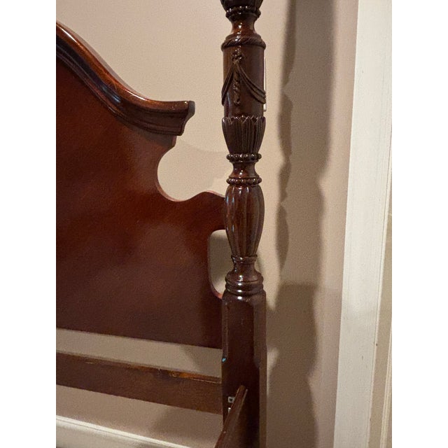 1990s 1990s Queen Cherry 4 Poster Rice Headboard /Frame With Stool For Sale - Image 5 of 9