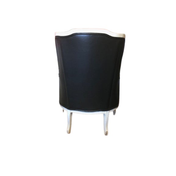 1950s Louis XVI Bergere, Winged Back, Genuine Leather Armchair For Sale - Image 4 of 6