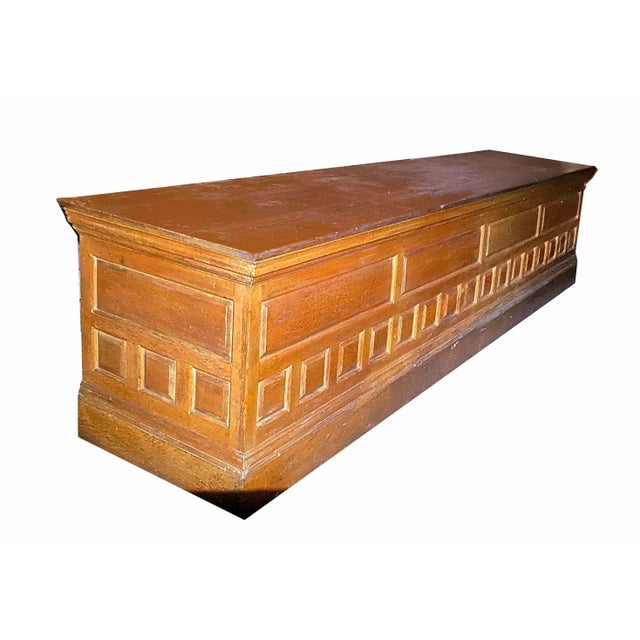 Farmhouse Store Counter Antique Oak With Raised Panel Design For Sale - Image 3 of 4