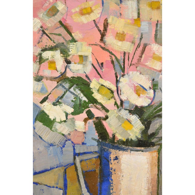 Janis Krontals, Still Life with Dasies, 1960s, Oil Painting on Canvas For Sale - Image 3 of 4