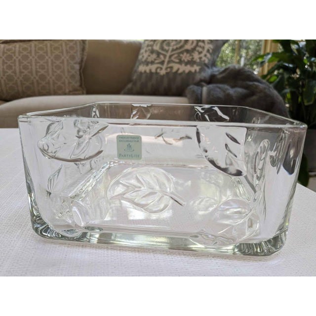 NWT , Vintage, PartyLite Square Embossed Crystal Bowl For Sale In New York - Image 6 of 6