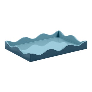 The Lacquer Company for Chairish Belle Rives Tray in Marine Blue / Bluebird, Small For Sale