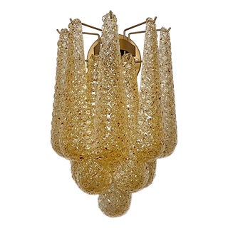 Vintage Amber Glass Petals Drop Wall Sconces, 1990, Set of 2 For Sale