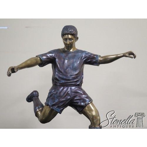 Traditional Maitland Smith #8236-10 Bronze Soccer Player Statue on Wood Base For Sale - Image 3 of 6