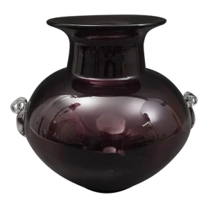 Blenko Usa Richard Blenko 2008 Signed Purple Plum Amethyst Handles Glass Vase