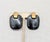Late 1970s or early 1980s goldtone and rectangular black/silver sparkly hematite like resin drop clip earrings. Marked...