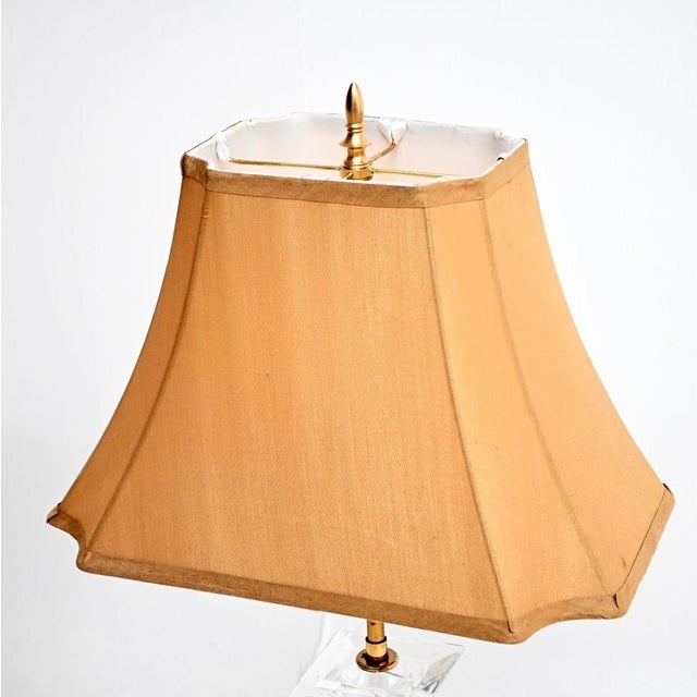 Vintage Acrylic and Brass Table Lamps from Karl Springer, 1970s, Set of 2 For Sale - Image 4 of 12
