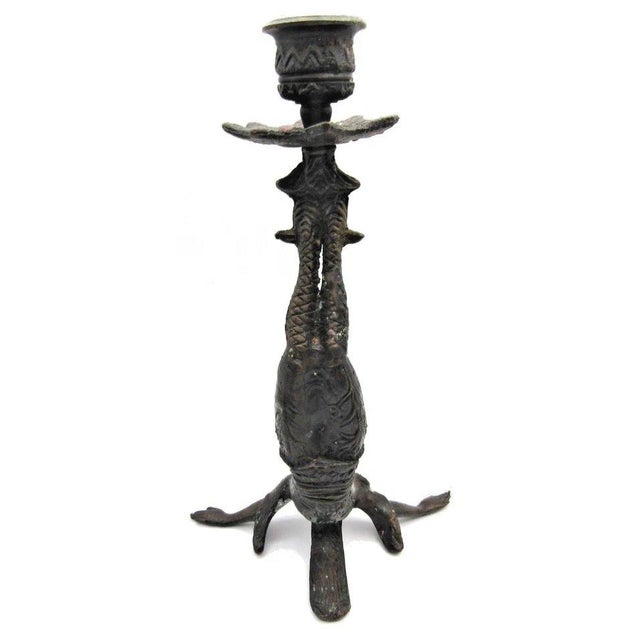 Matched Pair of Vintage Boho Patinated Bronze Acrobat Candle Holders For Sale In Miami - Image 6 of 16