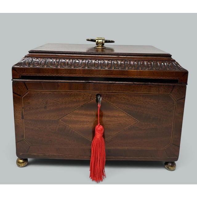 Antique English Wooden Georgian Chippendale Triple Tea Caddy 18c Irish Provenance For Sale - Image 9 of 11