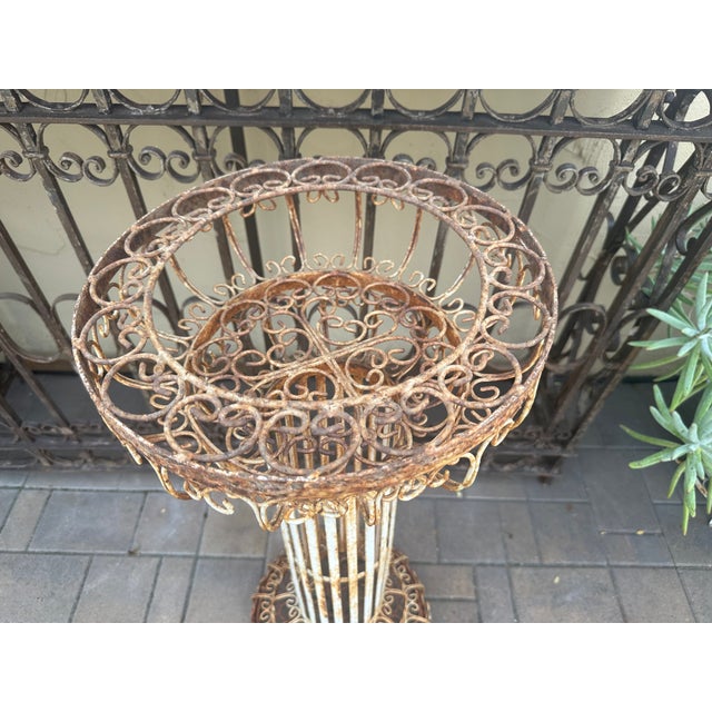 Vintage French Decorative Scrollwork Iron Plant Pedestal For Sale - Image 10 of 12