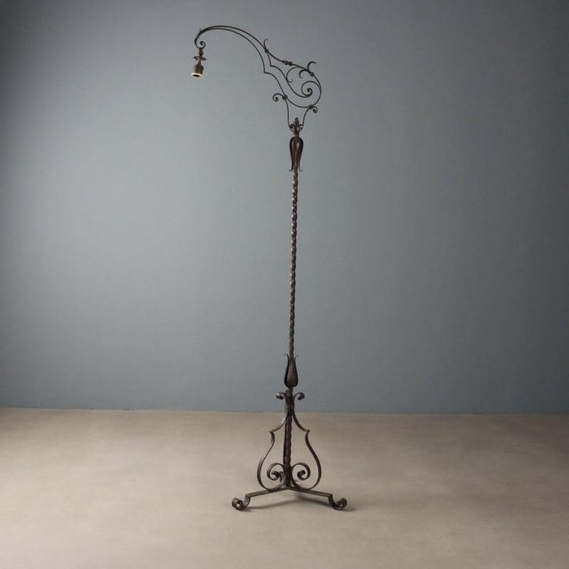 Antique Art Nouveau Floor Lamp in Iron, Italy For Sale - Image 6 of 7
