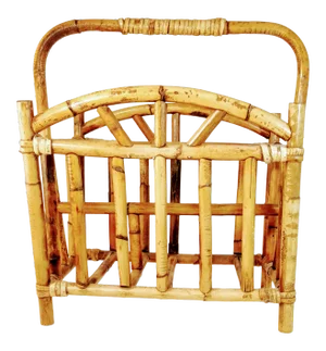 Mid Century Bamboo Magazine Rack Holder