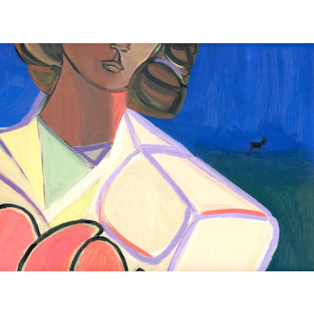 Girl With Mangos Cubist Portrait Painting by Alexandra Swistak For Sale - Image 6 of 7