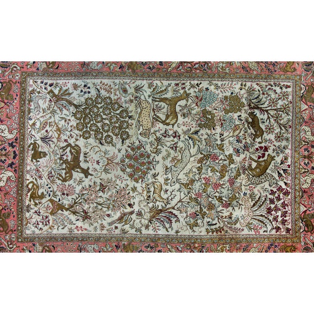 Ivory Mid-20th Century Persian Silk Qum Rug For Sale - Image 8 of 15