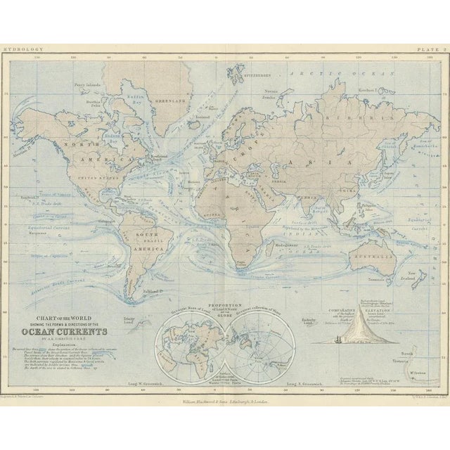 Paper World Map of Ocean Currents by A. K. Johnston, 1852 For Sale - Image 7 of 10