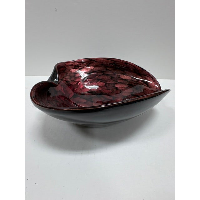 Glass Vintage Burgundy Murano Glass Bowl With Avventurine Gold For Sale - Image 7 of 7