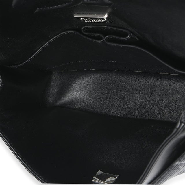Black Denim Sequin CC Medium Classic Double Flap Bag For Sale - Image 9 of 9