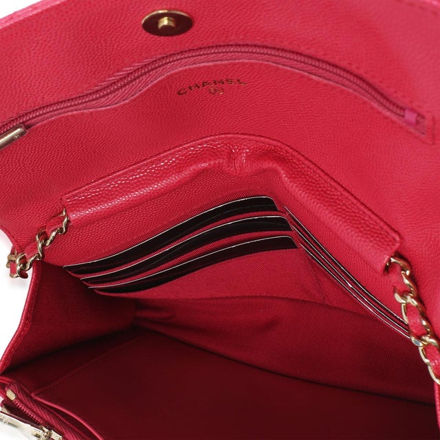Dark Pink Quilted Caviar Wallet On Chain For Sale - Image 9 of 10