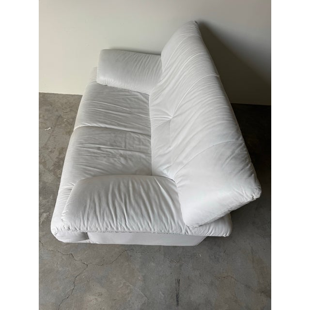 Natuzzi Italian Postmodern White Leather Loveseat For Sale - Image 10 of 12