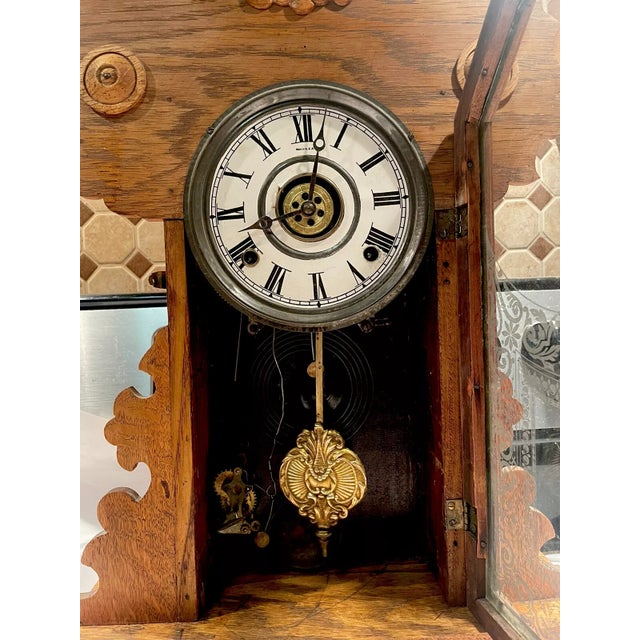 Antique American Parlor Clock With Alarm by Ingraham For Sale In Los Angeles - Image 6 of 8