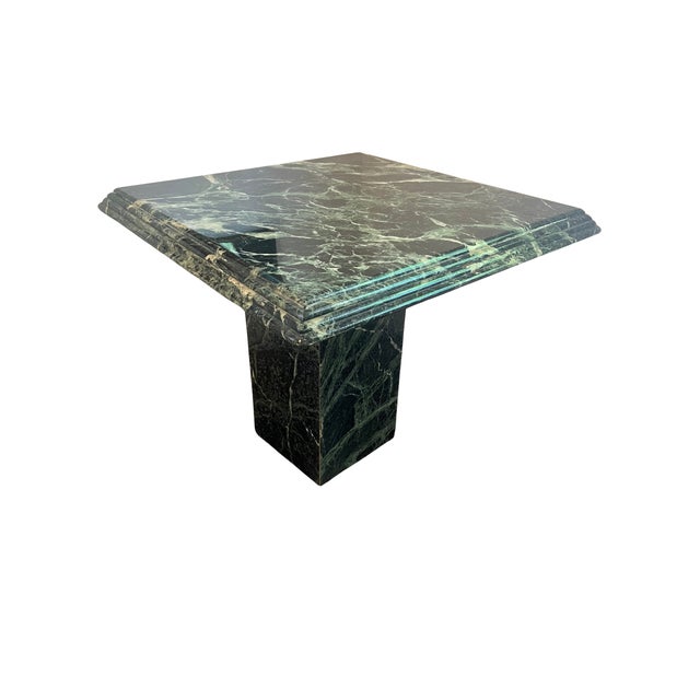 Mid-Century Modern Vintage Green Marble Pedestal Table - Sculptural Stone Side Table / End Table For Sale - Image 3 of 7