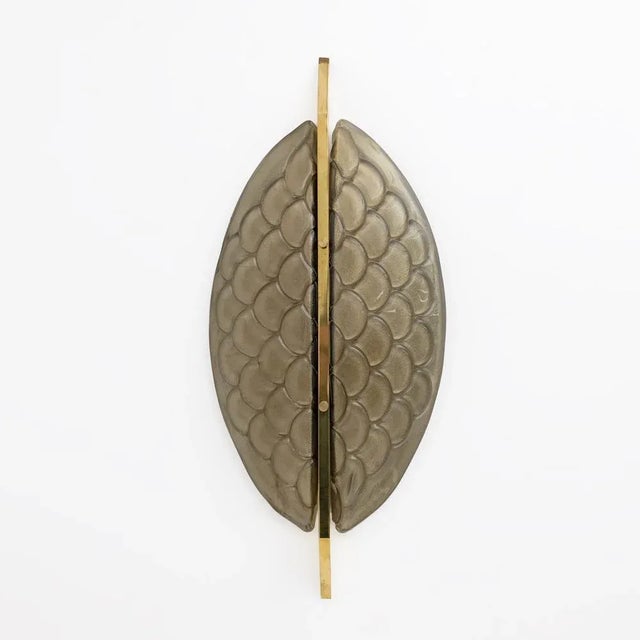 Mid-Century Modern Modern Italian Murano Glass and Brass Sconces, 1990, Set of 2 For Sale - Image 3 of 9