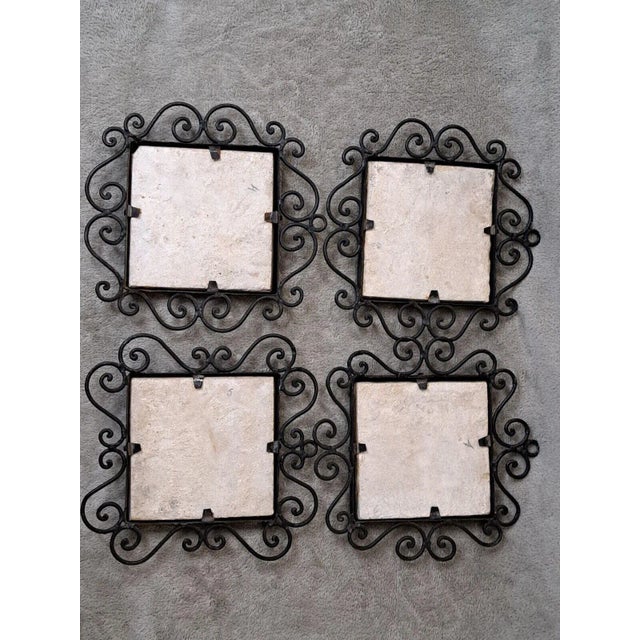 Nautical Mid 19th Century Dutch Manganese Delft Decorative Framed Tiles Nautical Scenes- Set of 4 For Sale - Image 3 of 12