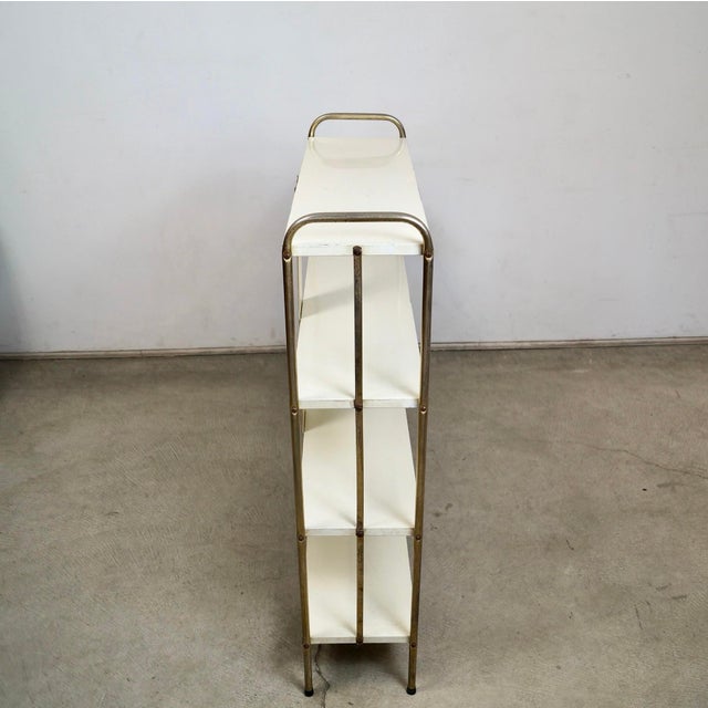 Metal 1950’s Mid-Century Modern Brass & Metal Double Shelf For Sale - Image 7 of 12