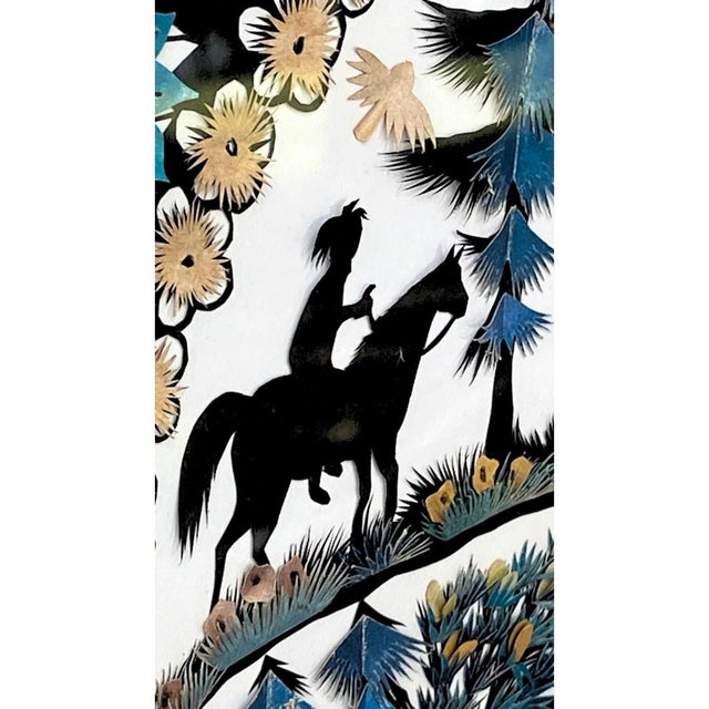 White 1990s Scherenschnitte Artwork a Colorful Paper Cutting With Horses and Children by Elisabeth Bottesi-Fischer For Sale - Image 8 of 10