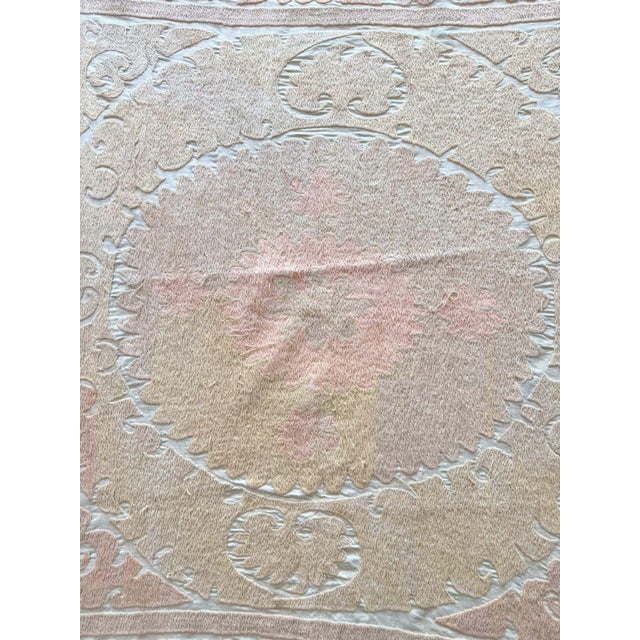 Decorative Vintage Suzani from Central Asian, circa 1960s era. Dimension; 53'' x 54'' inches / 134 x 138 cm / 4'5'' x...