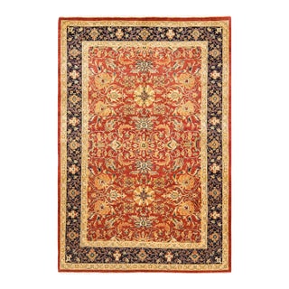 Eclectic, One-of-a-Kind Hand-Knotted Area Rug - Orange, 6' 1" x 9' 1" For Sale
