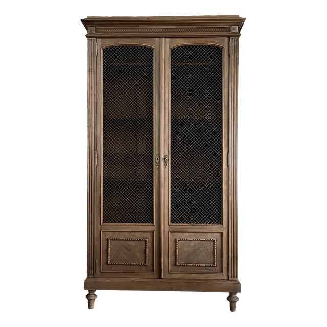 Antique Library with Wire Mesh Doors, 1890s For Sale