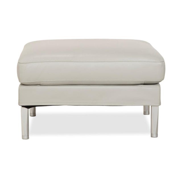 Clarus Ottoman in Grey Leather from FSM For Sale - Image 6 of 10