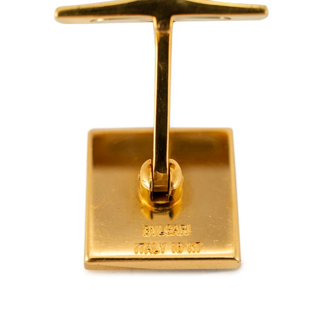 Metal Late 20th Century Men's Vintage Bvlgari 18k Gold Blue Lapis Brown Tiger’s Eye Checkers Cufflinks, A Pair For Sale - Image 7 of 8