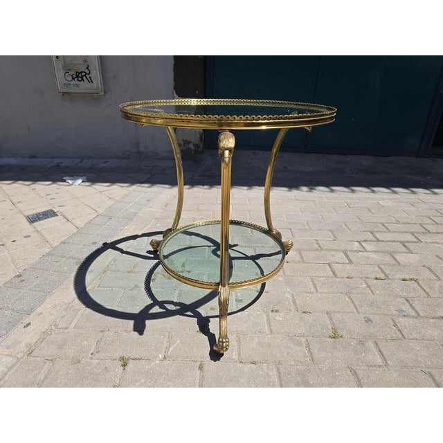 French Style Gilt Bronze and Glass Side Table, 1970s For Sale - Image 4 of 16
